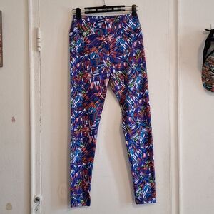 Lularoe abstract leggings one size purple green blue orange white